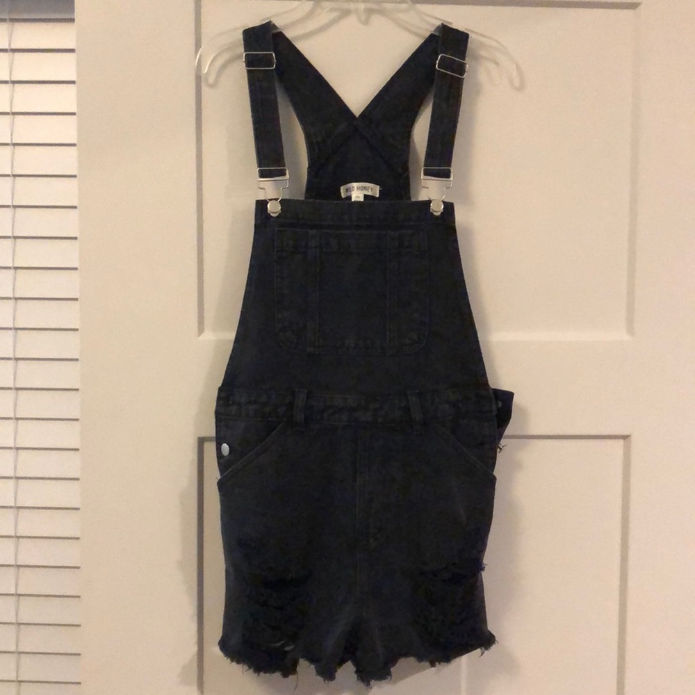 Black Jean Overall Short